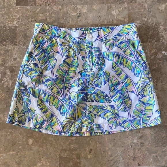 Tori Richards Honolulu Palms Mini Skirt, A-Line. White, Pink,‎ Blue, Size 4​ - Picture 3 of 13